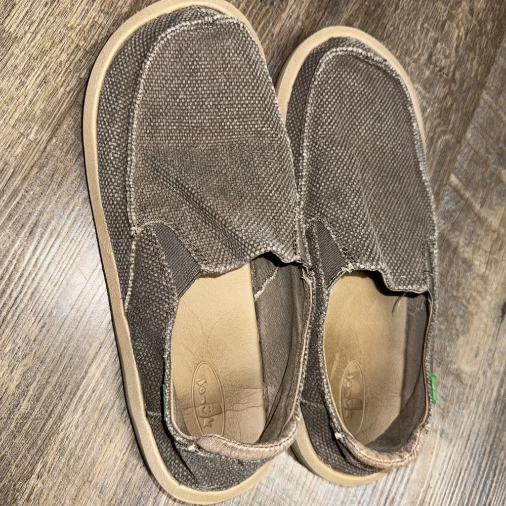 Sanuk Vagabond Charcoal Gray Canvas Slip On Loafers Mens 11 Sidewalk Surfer
